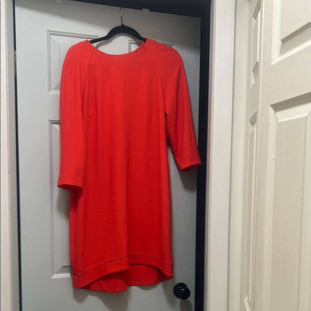 Express Red Sheath Dress 3/4 Sleeve Crew Neck